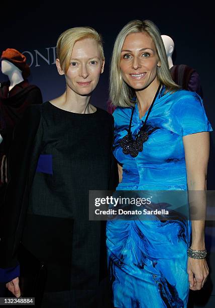 Actress Tilda Swinton and Jamie Tisch attend Il Teatro Exhibit on November 11, 2011 in Beverly Hills, California.