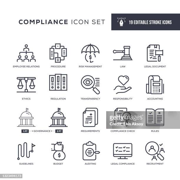 compliance editable stroke line icons - conformity stock illustrations