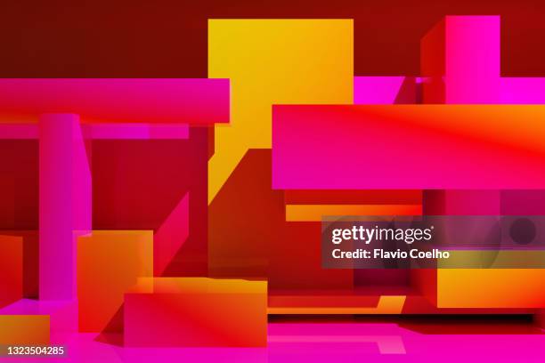 connected colorful boxes in 3d background - rosa cor - fotografias e filmes do acervo