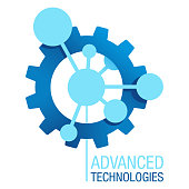 Advanced technologies logo template with gears