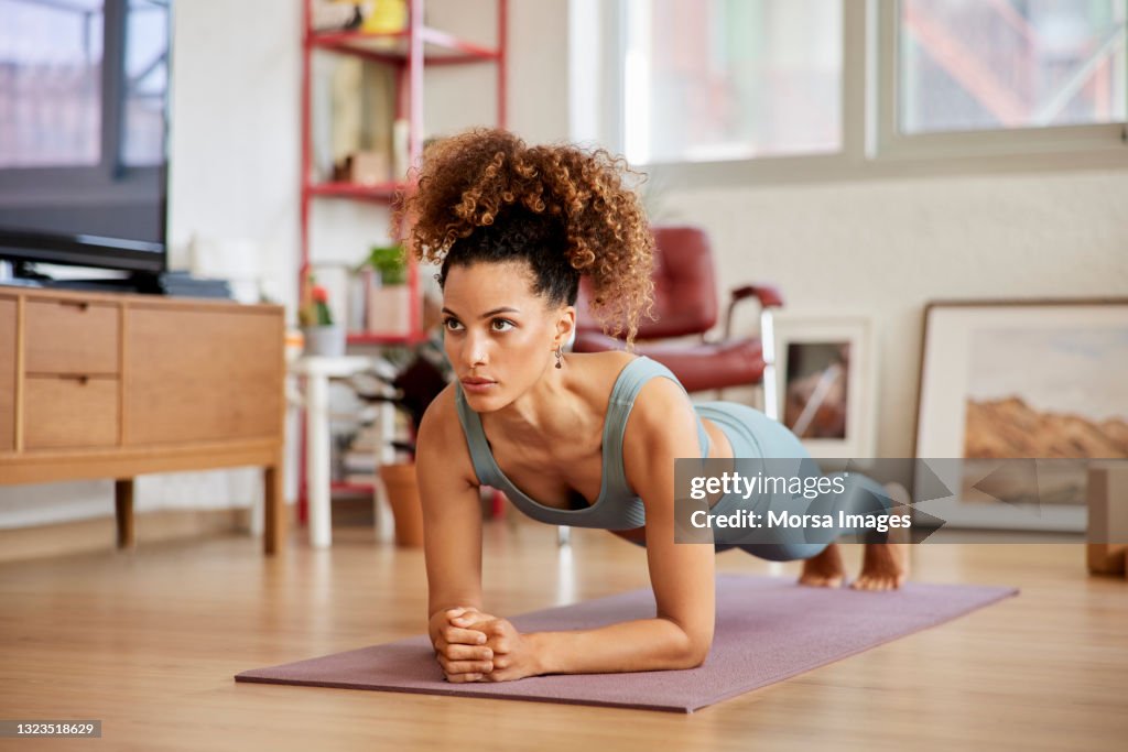 Fit Woman Wearing Sportswear Practicing Yoga