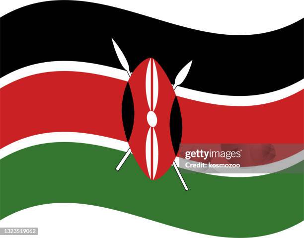 kenia winken flagge - kenyan flag stock-grafiken, -clipart, -cartoons und -symbole