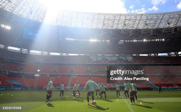 General view inside the stadium as players of Portugal train during the Portugal Training Session ahead of the UEFA Euro 2020 Group F match between...