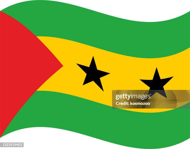 sao tome und principe schwenken flagge - são tomé e príncipe stock-grafiken, -clipart, -cartoons und -symbole