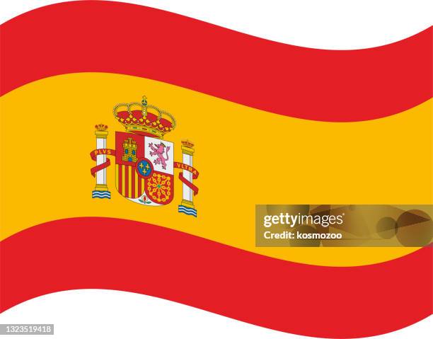 ilustraciones, imágenes clip art, dibujos animados e iconos de stock de españa ondeando bandera - bandera españa