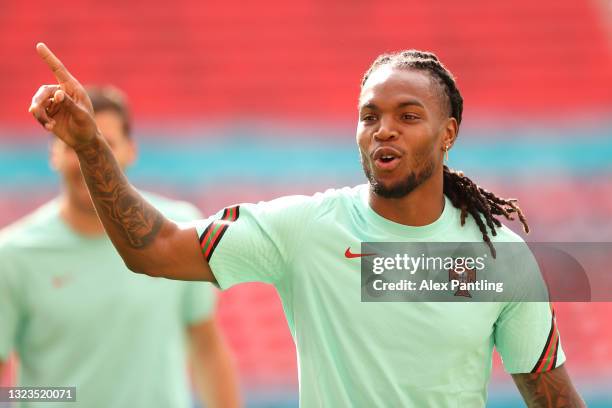 Renato Sanches of Portugal looks on during the Portugal Training Session ahead of the UEFA Euro 2020 Group F match between Hungary and Portugal at...