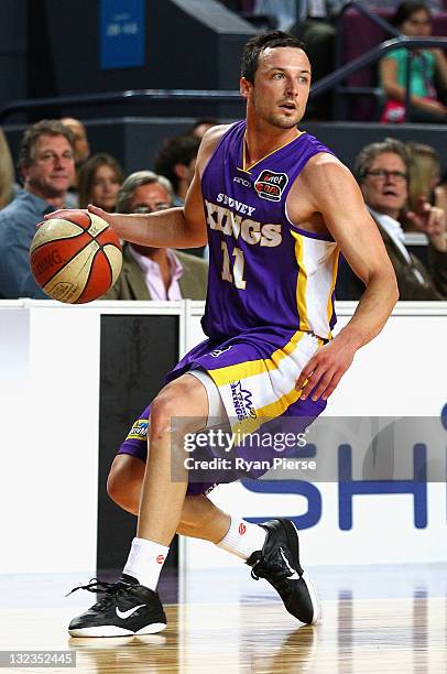 Aaron Bruce of the Kings in action during the round five NBL match between the Sydney Kings and the Melbourne Tigers at the Sydney Entertainment...