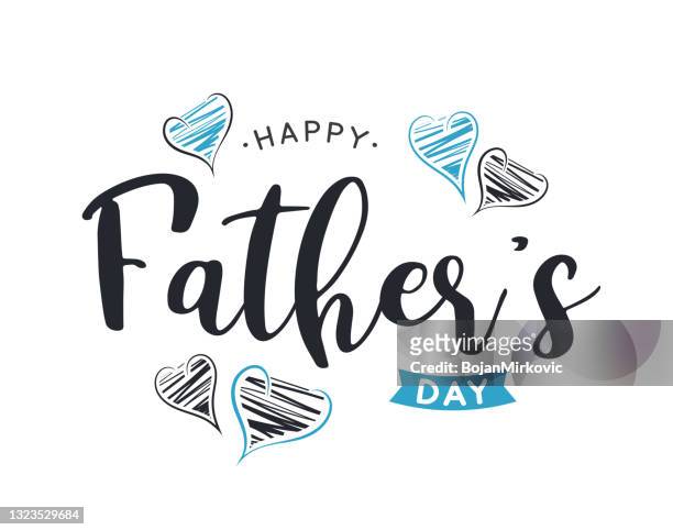 bildbanksillustrationer, clip art samt tecknat material och ikoner med happy father's day-kort med handritade hjärtan. vektor - fathers day