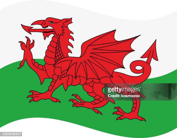 wales waving flag - welsh flag stock illustrations
