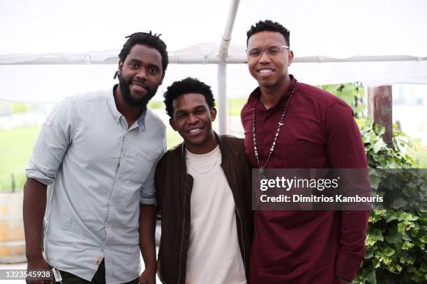 Gibrey Allen, Camrus Johnson and John Lewis attend the Director's Brunch during the 2021 Tribeca Festival at City Vineyard on June 14, 2021 in New...