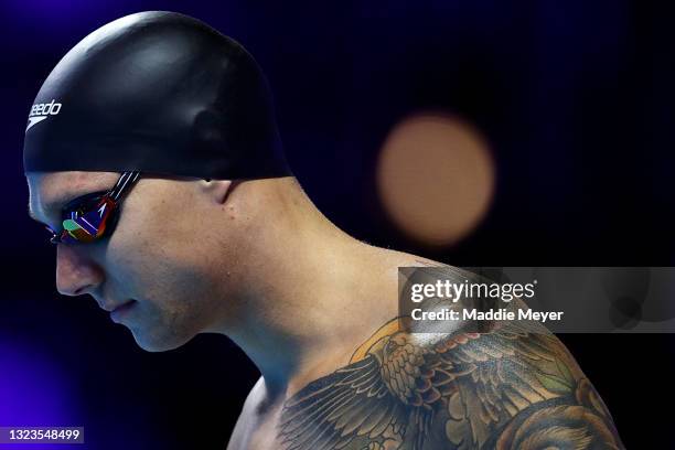 Caeleb Dressel of the United States competes in a preliminary heat for the Men’s 200m freestyle during Day Two of the 2021 U.S. Olympic Team Swimming...