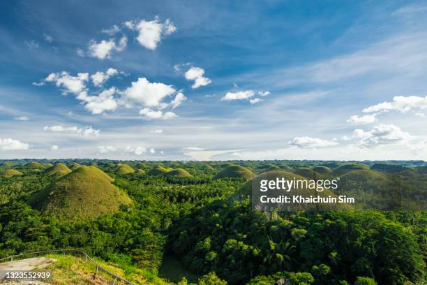 chocolate hills in bohol, philippines - bohol stockfoto's en -beelden