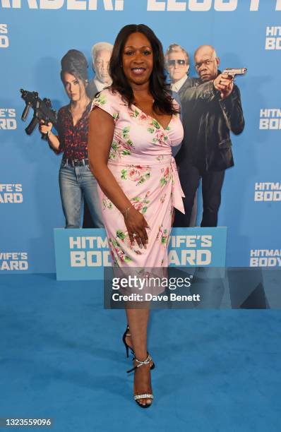 Angie Greaves attends a special screening of "Hitman's Wife's Bodyguard" at Cineworld Leicester Square on June 14, 2021 in London, England.