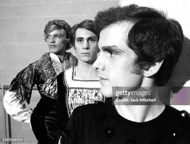 New York City Ballet's principal dancers Peter Martins, Jean-Pierre Bonnefous, and Helgi Tomasson, July 1970.