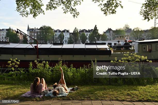 General view along the Amstel river during the UEFA Euro 2020 on June 14, 2021 in Amsterdam, Netherlands.