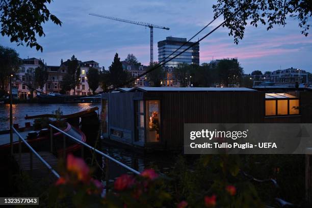 General view along the Amstel river during the UEFA Euro 2020 on June 14, 2021 in Amsterdam, Netherlands.