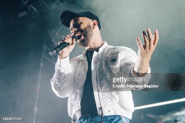 French singer-songwriter Yoann Lemoine, aka Woodkid, performs in concert during Noches del Botanico music festival at Real Jardín Botánico Alfonso...