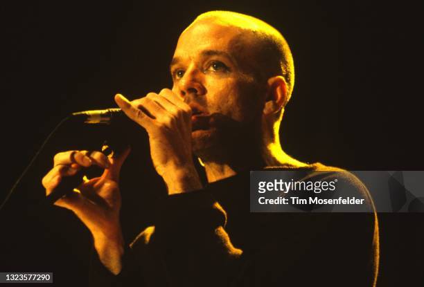 Michael Stipe of R.E.M. Performs during Neil Young's Annual Bridge School benefit at Shoreline Amphitheatre on October 18, 1998 in Mountain View,...