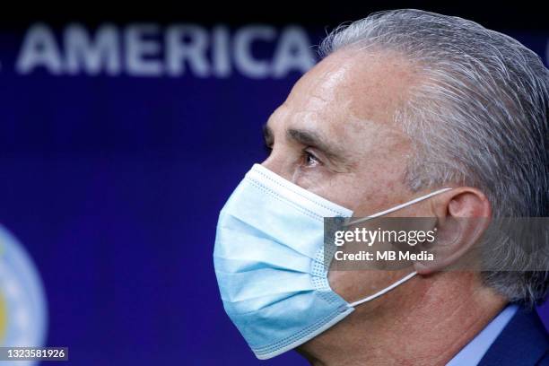 Tite Bacchi Head Coach of Brazil looks on during the match between Brazil and Venezuela as part of Conmebol Copa America Brazil 2021 at Mane...