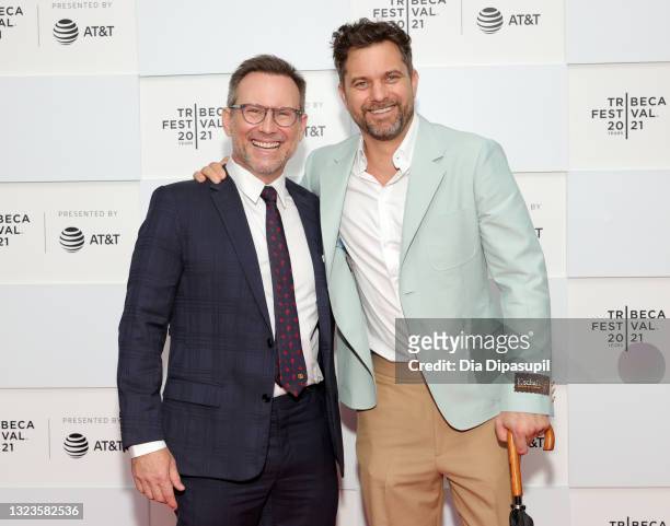 Christian Slater and Joshua Jackson attend 2021 Tribeca Festival Premiere of "Dr. Death" at Pier 76 on June 14, 2021 in New York City.