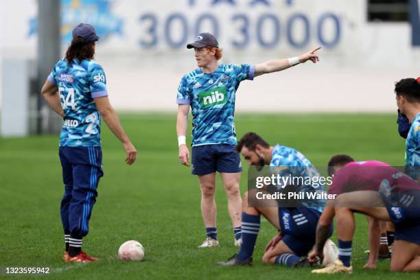 Finlay Christie of the Blues during a Blues Super Rugby Trans-Tasman training session at Blues HQ on June 15, 2021 in Auckland, New Zealand.