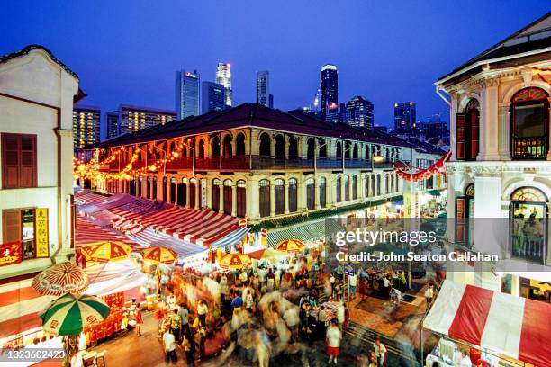 singapore, chinatown, food street - china town stock pictures, royalty-free photos & images