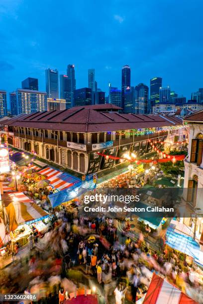 singapore, chinatown, food street - singaporean culture stock pictures, royalty-free photos & images