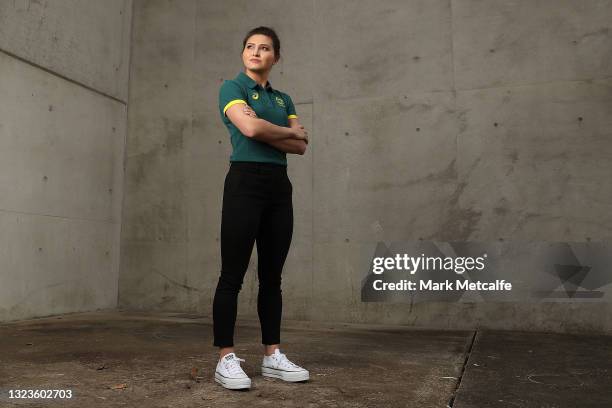 Melissa Wu poses during the Australian Diving Tokyo Olympic Games Team Announcement at Circular Quay on June 15, 2021 in Sydney, Australia.