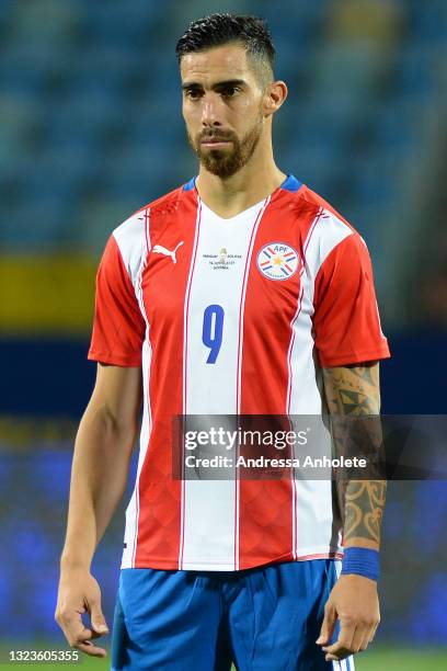 Gabriel Avalos of Paraguay looks on before a Group A match between Paraguay and Bolivia at Estádio Olímpico as part of Copa America Brazil 2021 on...