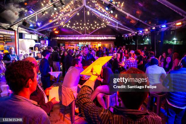 Guests attend Filmmaker's Trivia Night during 2021 Tribeca Festival at Battery Park on June 14, 2021 in New York City.