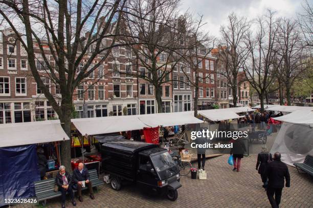 noordermarkt flea market square in amsterdam - noordermarkt stock pictures, royalty-free photos & images