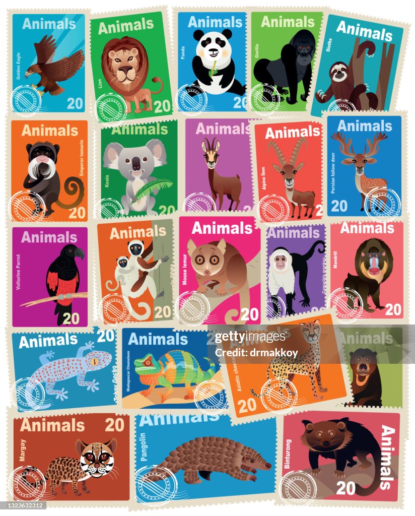 Animal Stamps High-Res Vector Graphic - Getty Images