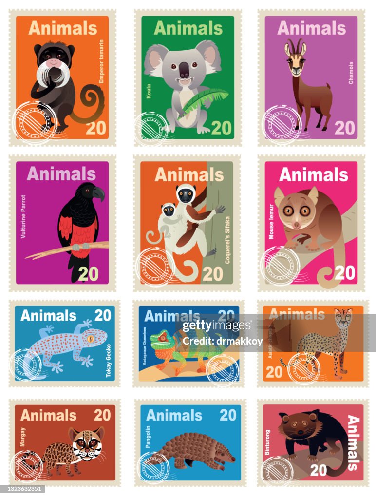 Animal Stamps High-Res Vector Graphic - Getty Images