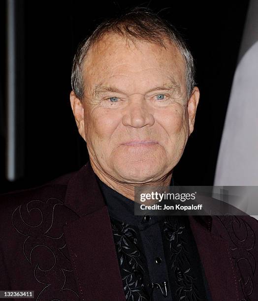 Recording artist Glen Campbell arrives at the 45th annual CMA Awards at the Bridgestone Arena on November 9, 2011 in Nashville, Tennessee.