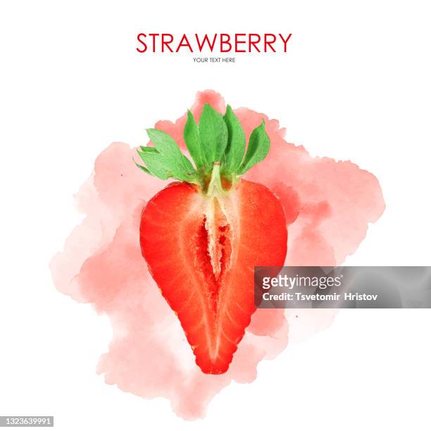 strawberry on a splash background - stock photo - summer stock illustrations ストックフォトと画像