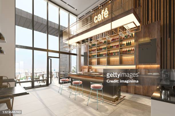 modernes café innenarchitektur - bar stock-fotos und bilder