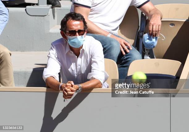 Alexandre Bompard, CEO of Carrefour attends the Men's Singles Final during day 15 of the 2021 Roland-Garros, French Open, a Grand Slam tennis...