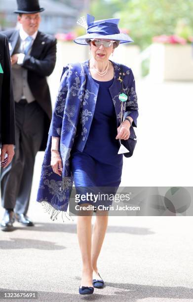 Princess Anne, Princess Royal arrives for Royal Ascot 2021 at Ascot Racecourse on June 15, 2021 in Ascot, England.