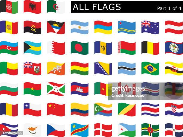 stockillustraties, clipart, cartoons en iconen met set wavy all world flag part 1 - group 1