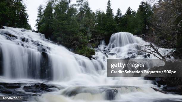 scenic view of waterfall in forest,shawinigan,canada - shawinigan stock pictures, royalty-free photos & images