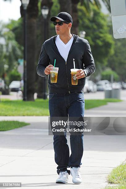 Alex Rodriquez with ex-wife Cynthia and daughters Ella and Natasha sighting on November 11, 2011 in Miami, Florida.