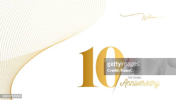 anniversary logo template isolated, anniversary icon label, anniversary symbol stock illustration. happy anniversary greeting template with gold colored hand lettering. - anniversary stock illustrations