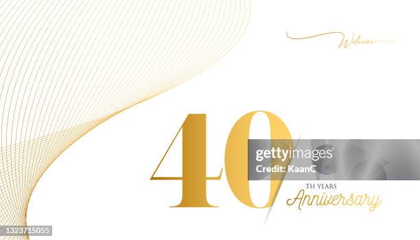 anniversary logo template isolated, anniversary icon label, anniversary symbol stock illustration. happy anniversary greeting template with gold colored hand lettering. - number 40 stock illustrations