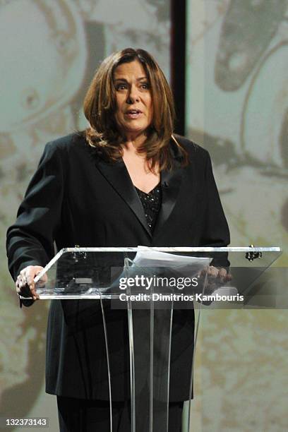 Correspondent Candy Crowley speaks during the 2nd Annual "Change Begins Within" benefit celebration presented by the David Lynch Foundation at The...