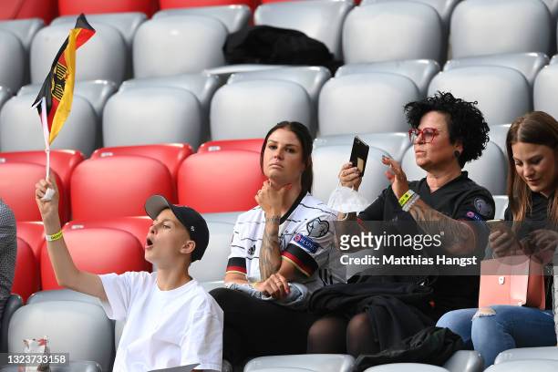Lina Meyer, girlfriend of Joshua Kimmich of Germany is seen in the stand prior to the UEFA Euro 2020 Championship Group F match between France and...