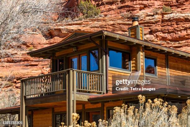 usa, utah, escalante, single family home in canyon in grand staircase-escalante national monument - utah house stock pictures, royalty-free photos & images