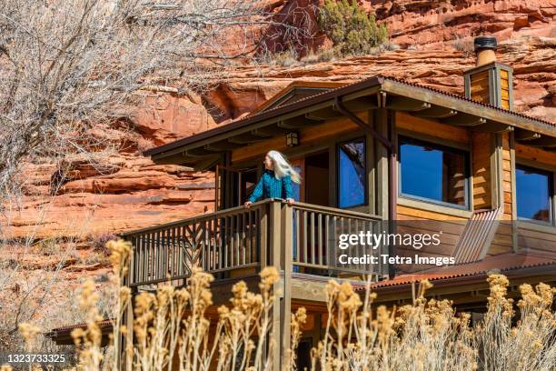 usa, utah, escalante, single family home in canyon in grand staircase-escalante national monument - utah house stock pictures, royalty-free photos & images