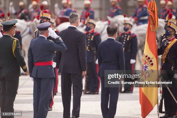 Their Majesties King Felipe and Queen Letizia receive the President of the Republic of Korea, Moon Jae-in, and his wife, Kim Jung-sook, with military...