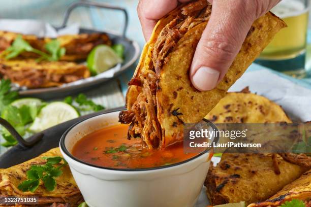 crispy fried birria tacos - savoury food stock pictures, royalty-free photos & images