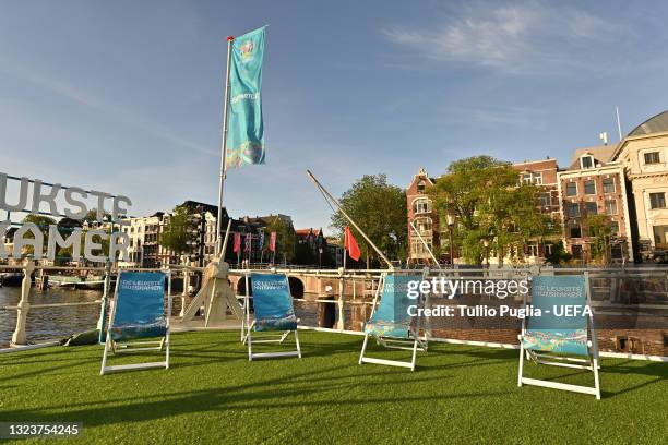 General view of the solarium of the De Leukste Huiskamer during the UEFA Euro 2020 Tournament on June 15, 2021 in Amsterdam, Netherlands.